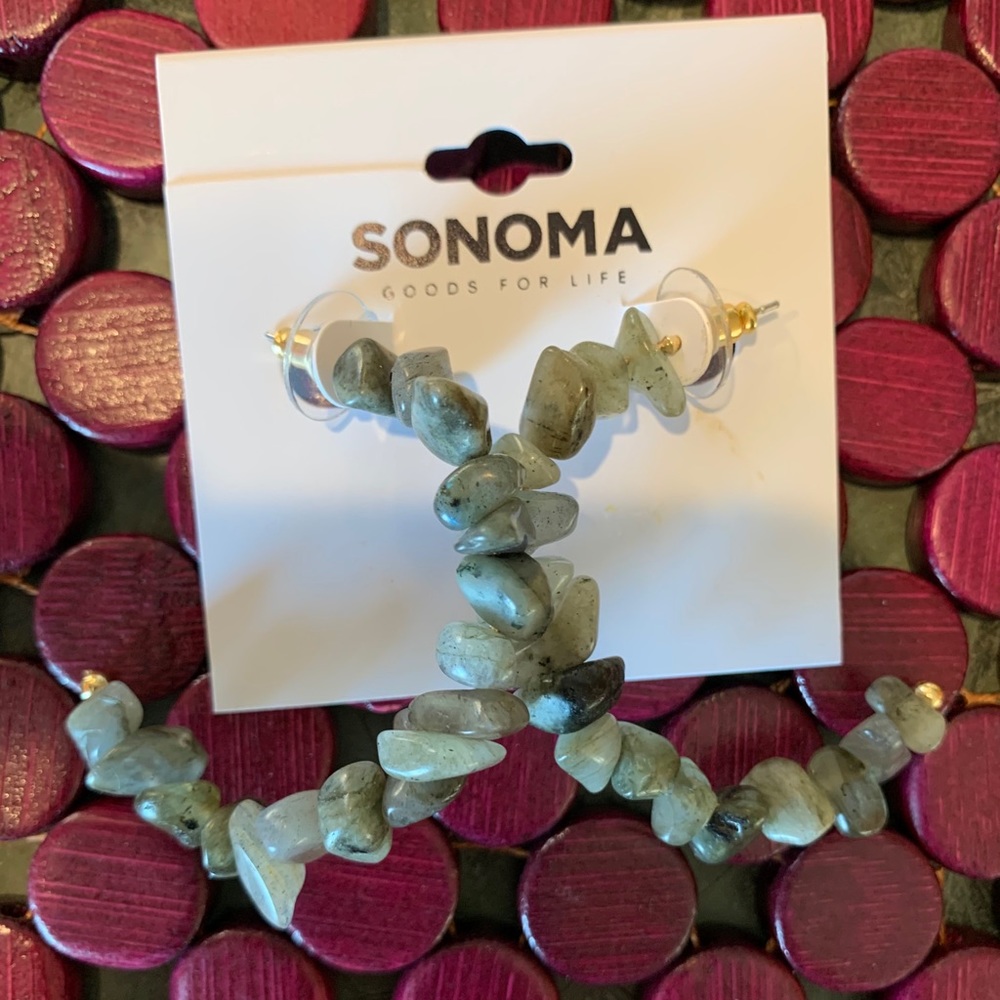 Sonoma green beaded hoop earrings. New with tags